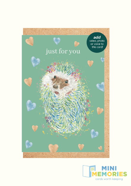 Just for you Hedgehog QR Card - Add Video, Photo or Voice to this card