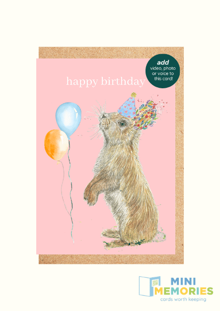 Bunny Birthday QR Card - Add Video, Photo or Voice to this card