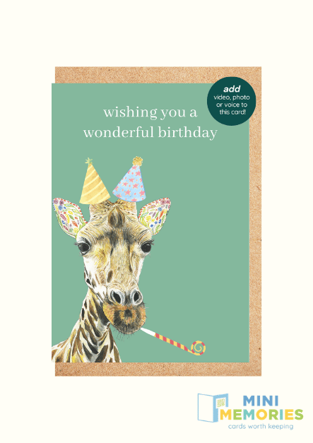Giraffe Birthday QR Card - Add Video, Photo or Voice to this card
