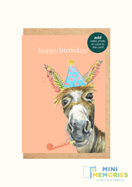 Donkey Birthday QR Card - Add Video, Photo or Voice to this card
