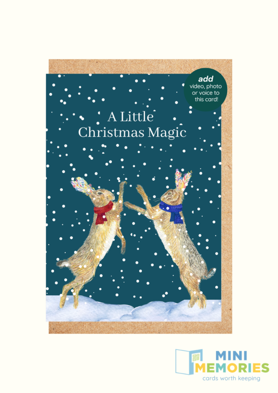 Christmas Hares QR Card - Add Video, Photo or Voice to this card