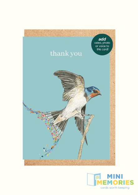 Swallow Thank You QR Card - Add Video, Photo or Voice to this card