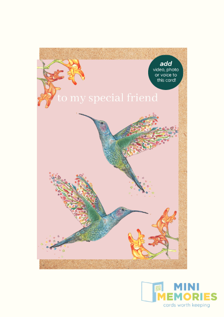 Hummingbird QR Card - Add Video, Photo or Voice to this card