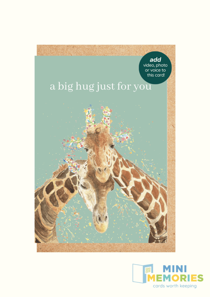 Big Hug Giraffes QR Card - Add Video, Photo or Voice to this card