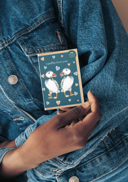Puffin Love You QR Card - Add Video, Photo or Voice to this card