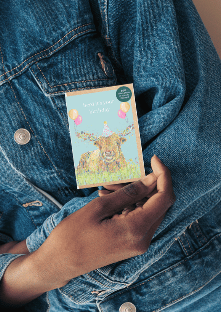 Highland Cow Birthday QR Card - Add Video, Photo or Voice to this card