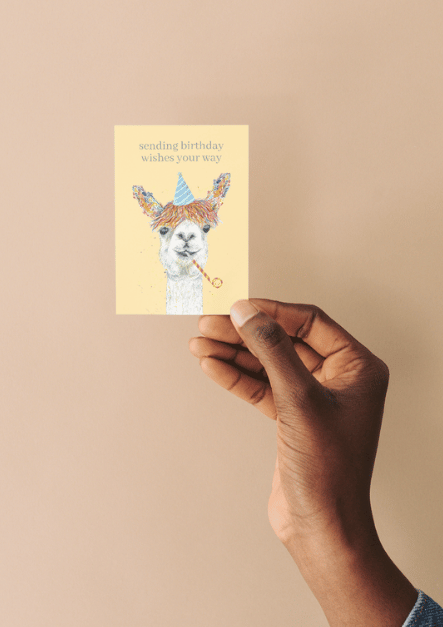 Llama Birthday QR Card - Add Video, Photo or Voice to this card