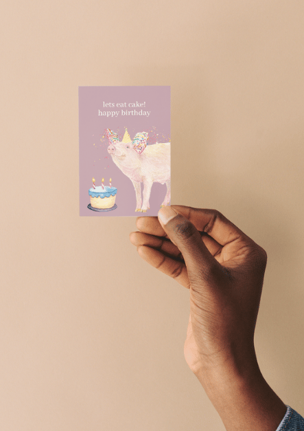 Pig Birthday QR Card - Add Video, Photo or Voice to this card