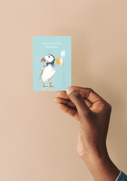 Puffin Birthday QR Card - Add Video, Photo or Voice to this card