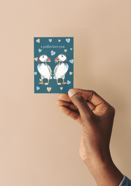 Puffin Love You QR Card - Add Video, Photo or Voice to this card