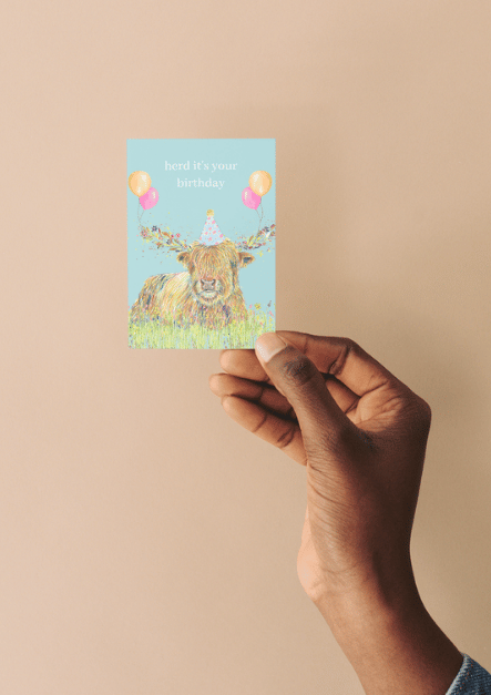 Highland Cow Birthday QR Card - Add Video, Photo or Voice to this card