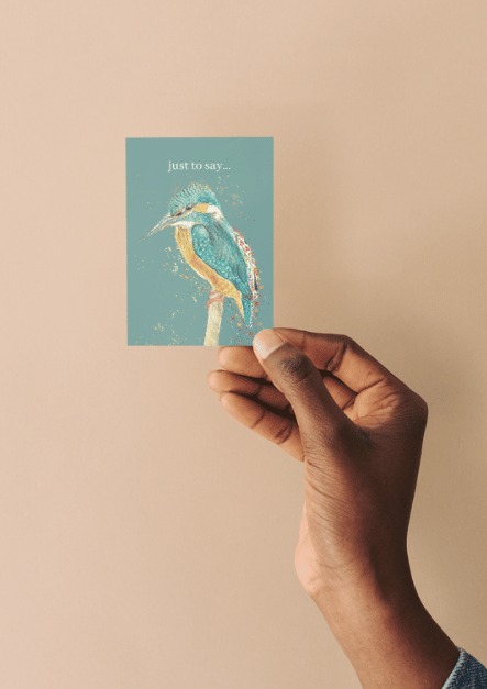 Just to Say Kingfisher QR Card - Add Video, Photo or Voice to this card