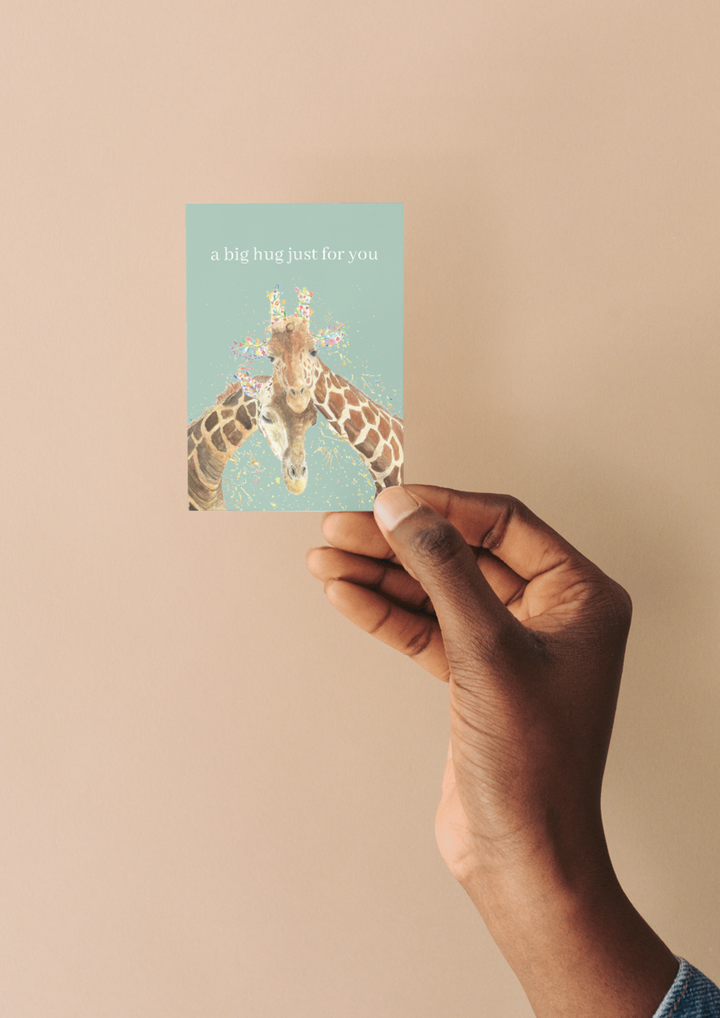 Big Hug Giraffes QR Card - Add Video, Photo or Voice to this card