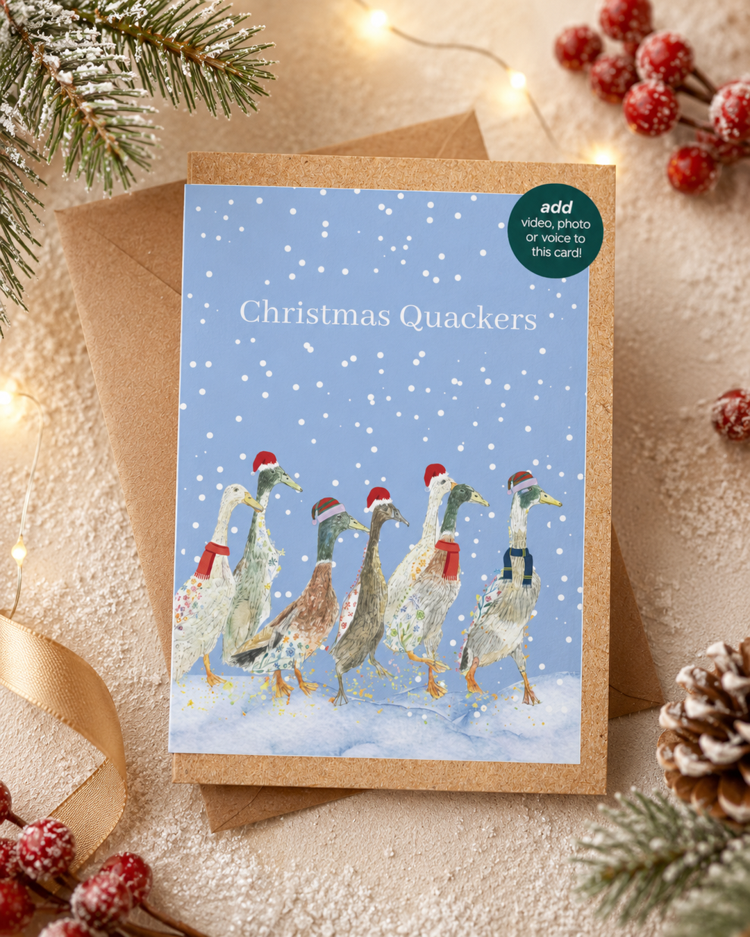 Christmas Ducks QR Card - Add Video, Photo or Voice to this card