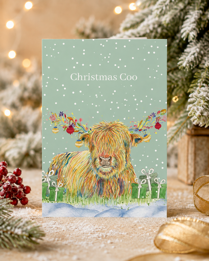 Christmas Highland QR Card - Add Video, Photo or Voice to this card
