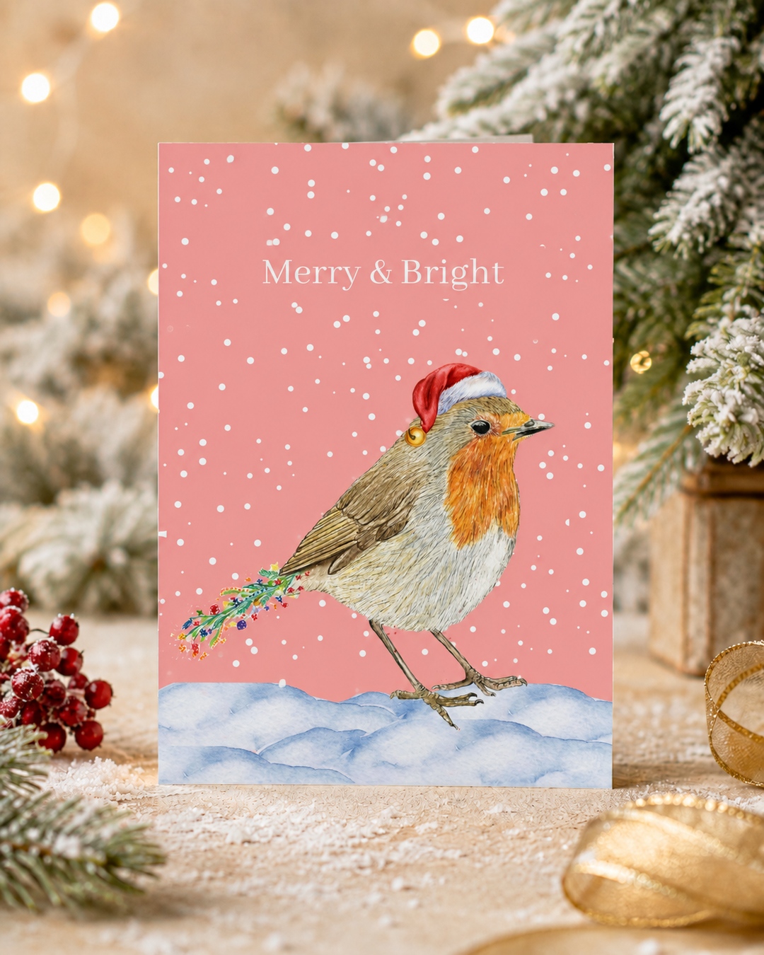 Christmas Robin QR Card - Add Video, Photo or Voice to this card