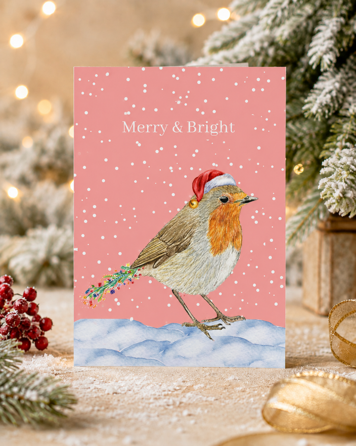 Christmas Robin QR Card - Add Video, Photo or Voice to this card
