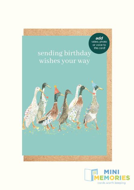 Duck Birthday QR Card - Add Video, Photo or Voice to this card