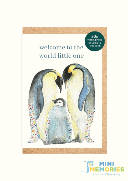 Penguin Baby QR Card - Add Video, Photo or Voice to this card