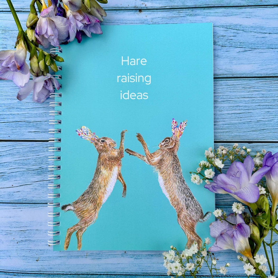 BOXING HARES LINED ECO FRIENDLY NOTEBOOK - A5 - UK MADE
