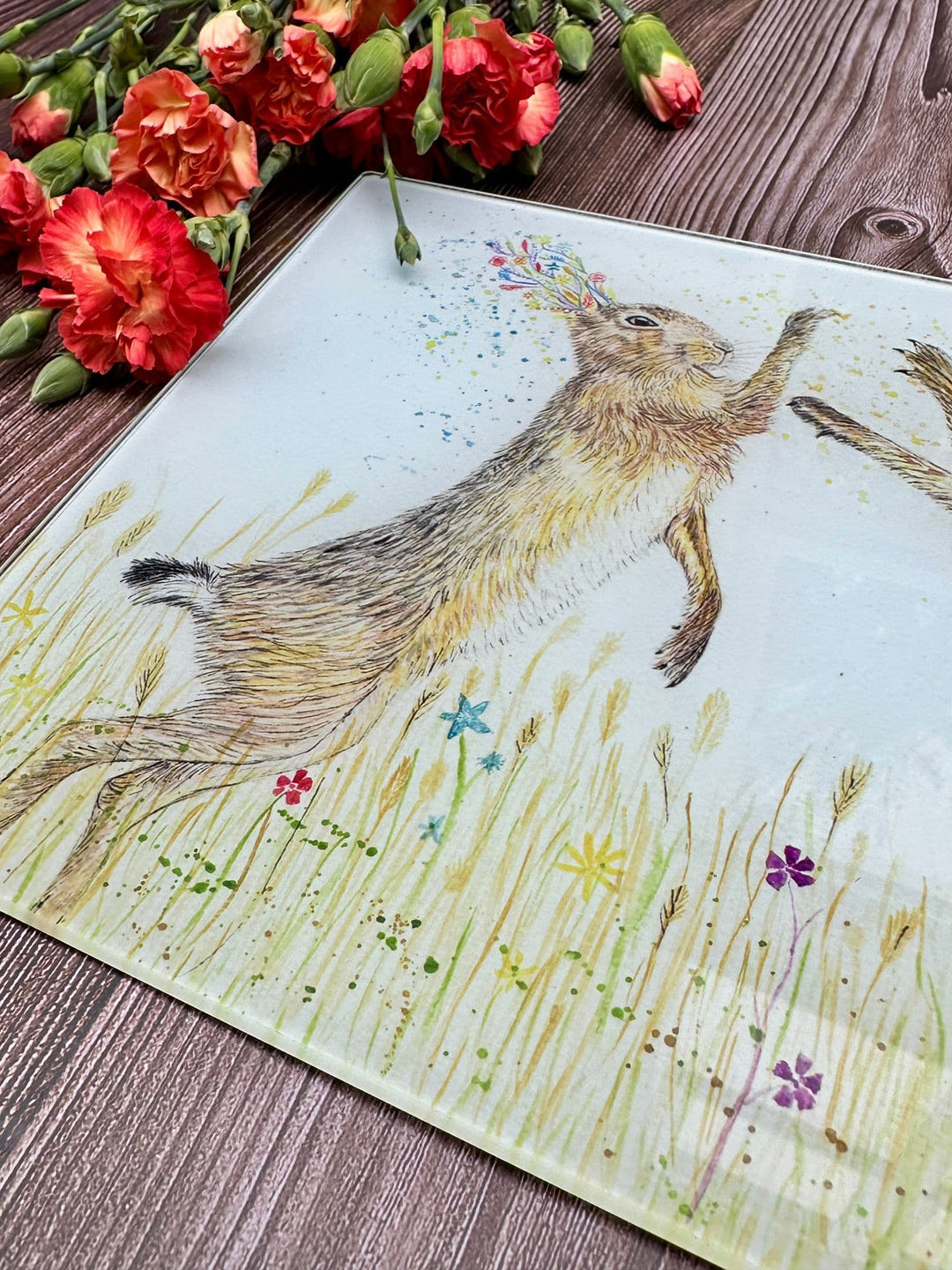 BOXING HARES MINI ECO CHOPPING BOARD/ WORKTOP SAVER