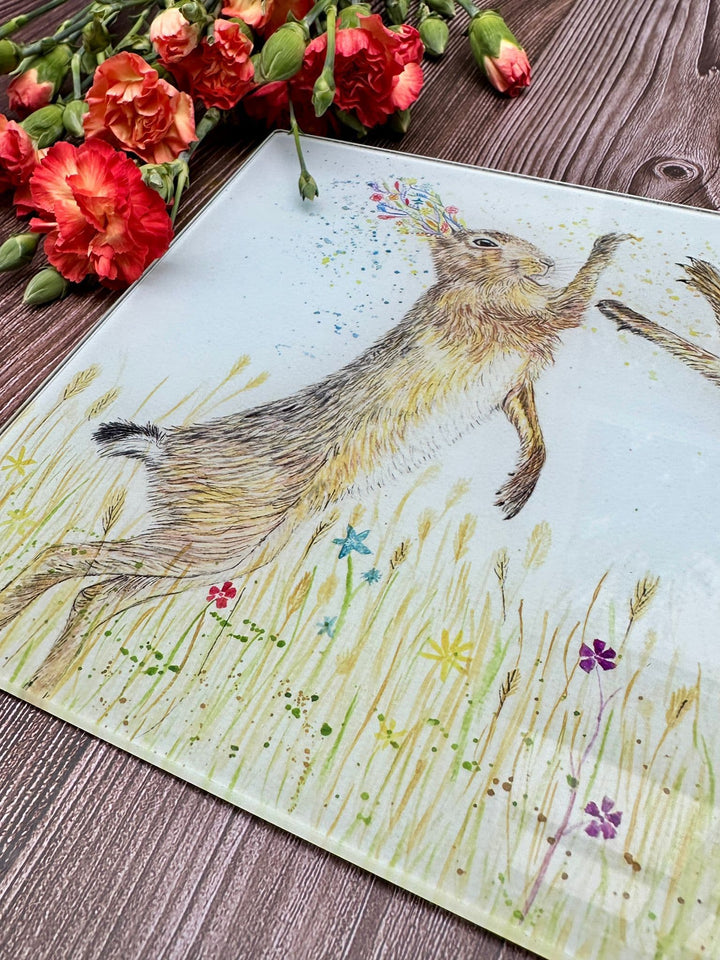 BOXING HARES MINI ECO CHOPPING BOARD/ WORKTOP SAVER