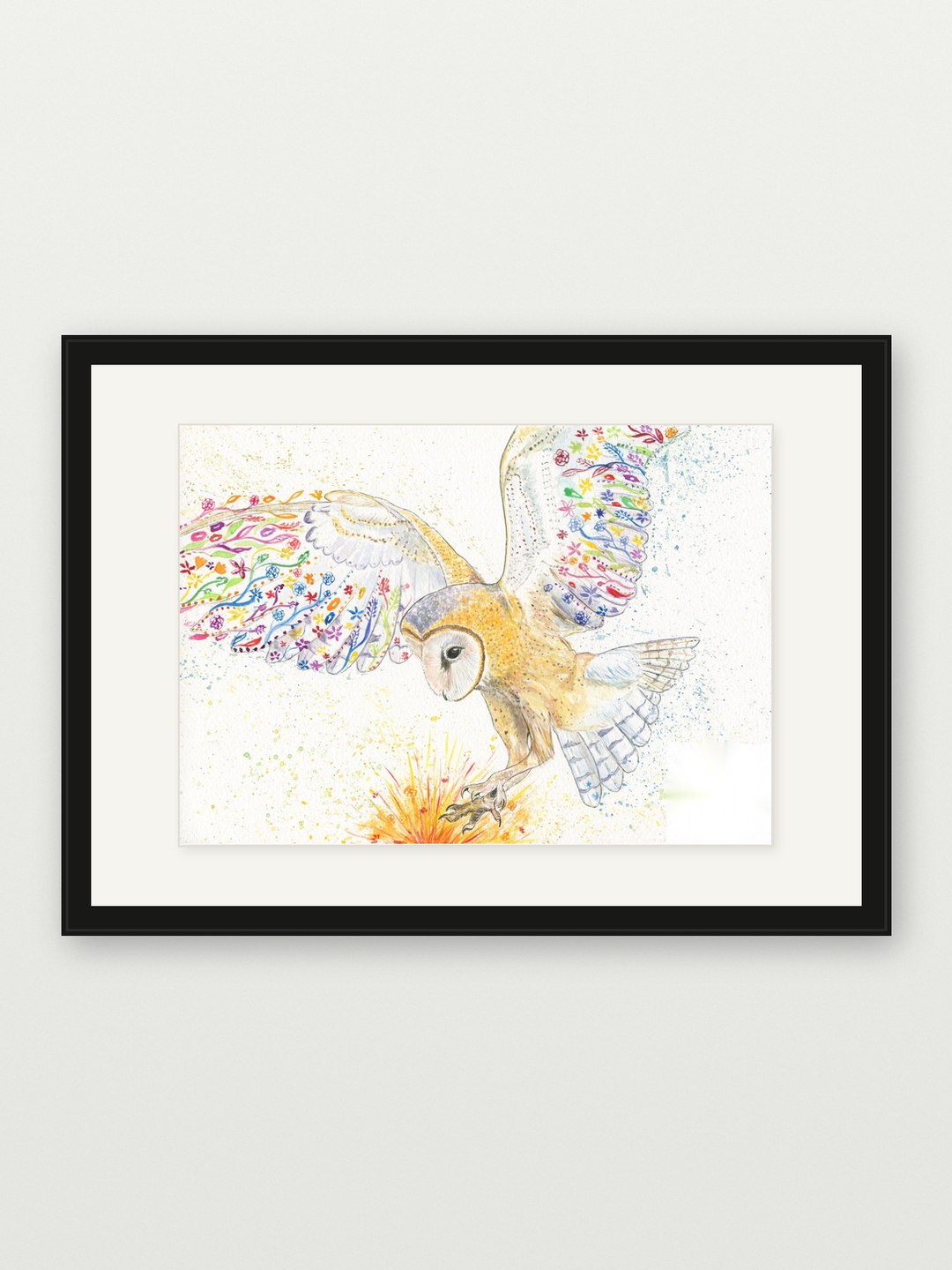 Bunty the Barn Owl framed art print mockup
