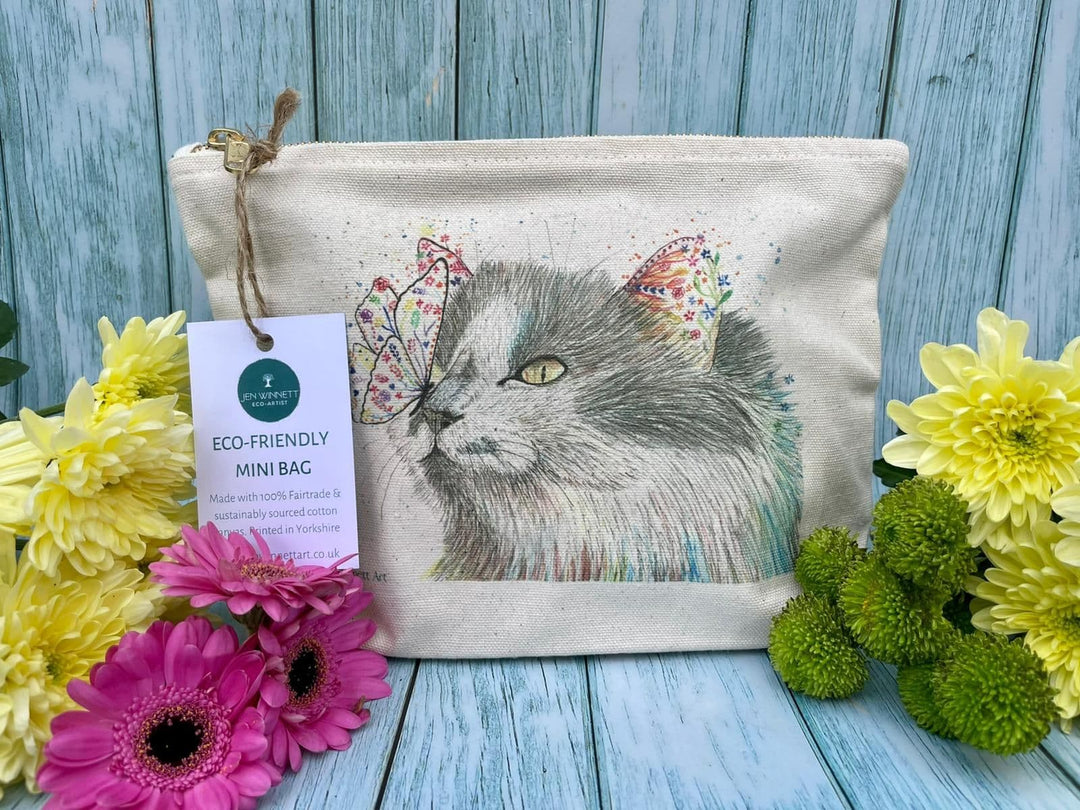 CAT AND BUTTERFLY LINED  MINI BAG