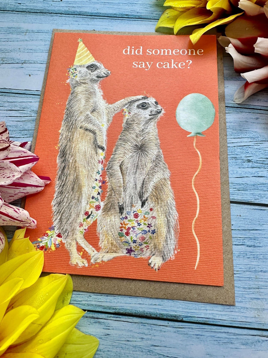 DID SOMEBODY SAY CAKE? MEERKAT BIRTHDAY ECO-CARD - reverse