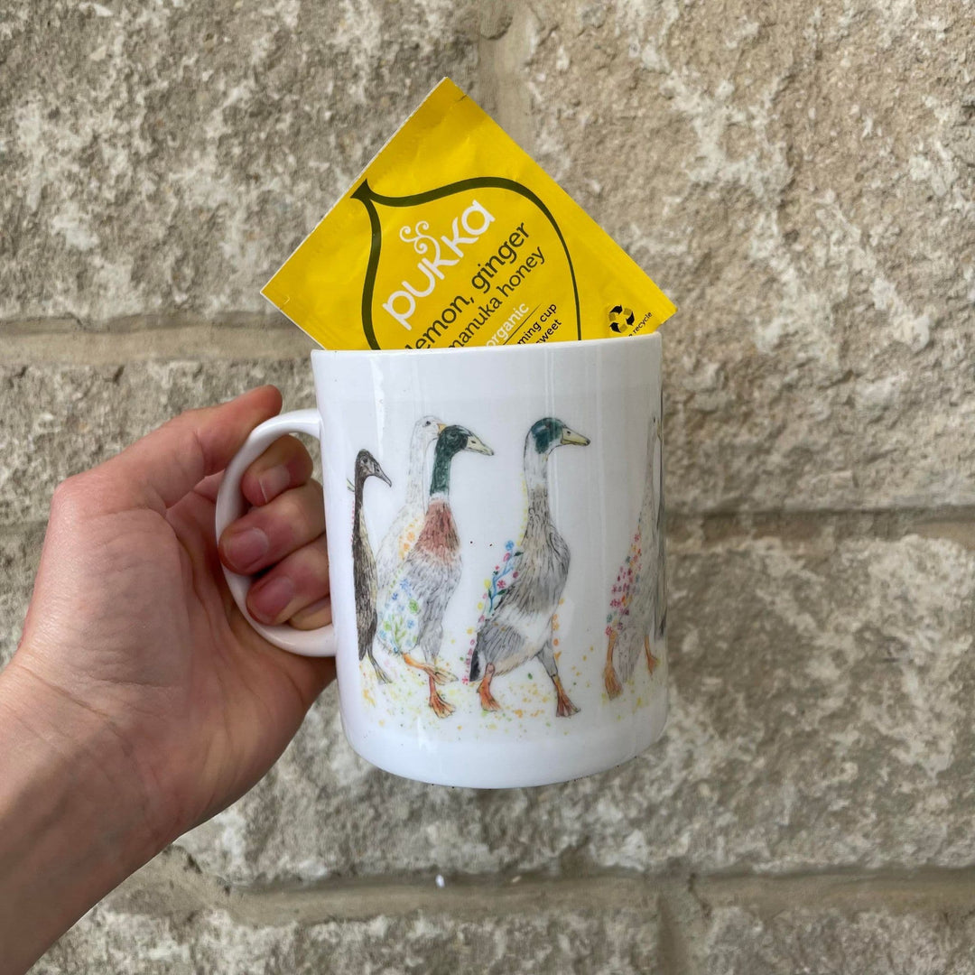 DUCKS IN A ROW LARGE BONE CHINA MUG
