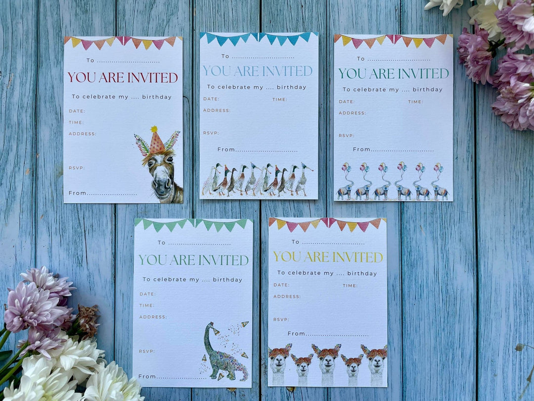 DUCKS IN A ROW PARTY INVITATIONS - PACK OF 10