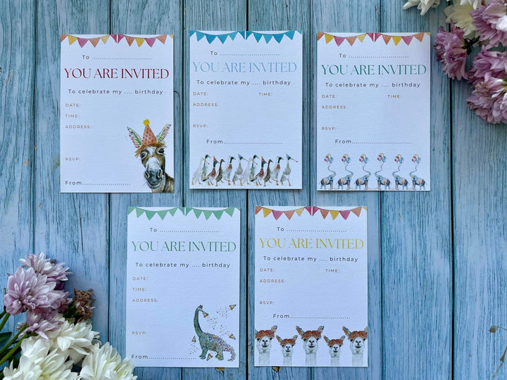 ELI THE ELEPHANT PARTY INVITATIONS - PACK OF 10