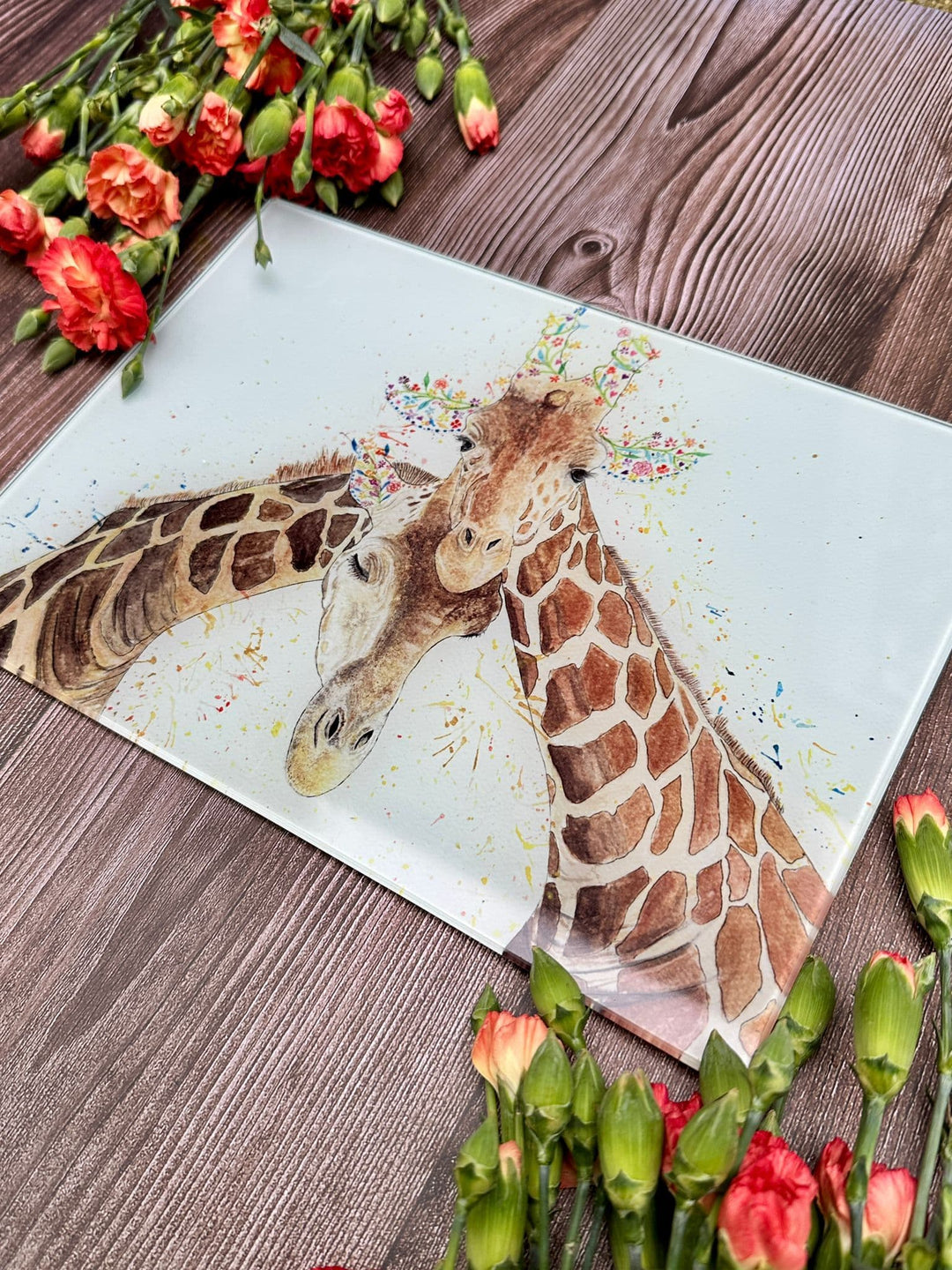 GIRAFFE COUPLE MINI ECO CHOPPING BOARD/ WORKTOP SAVER