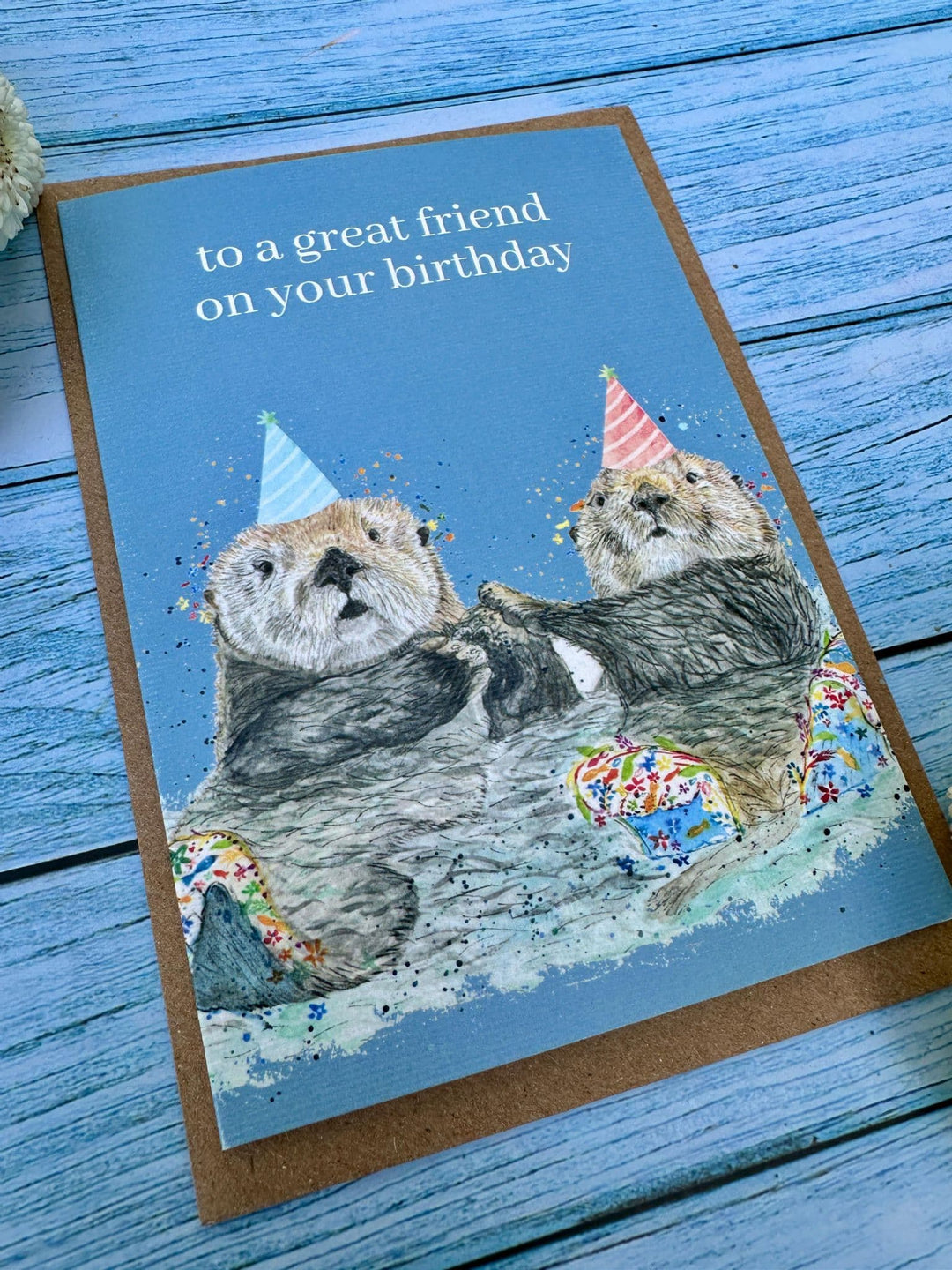 GREAT FRIEND OTTERS BIRTHDAY ECO-CARD - reverse