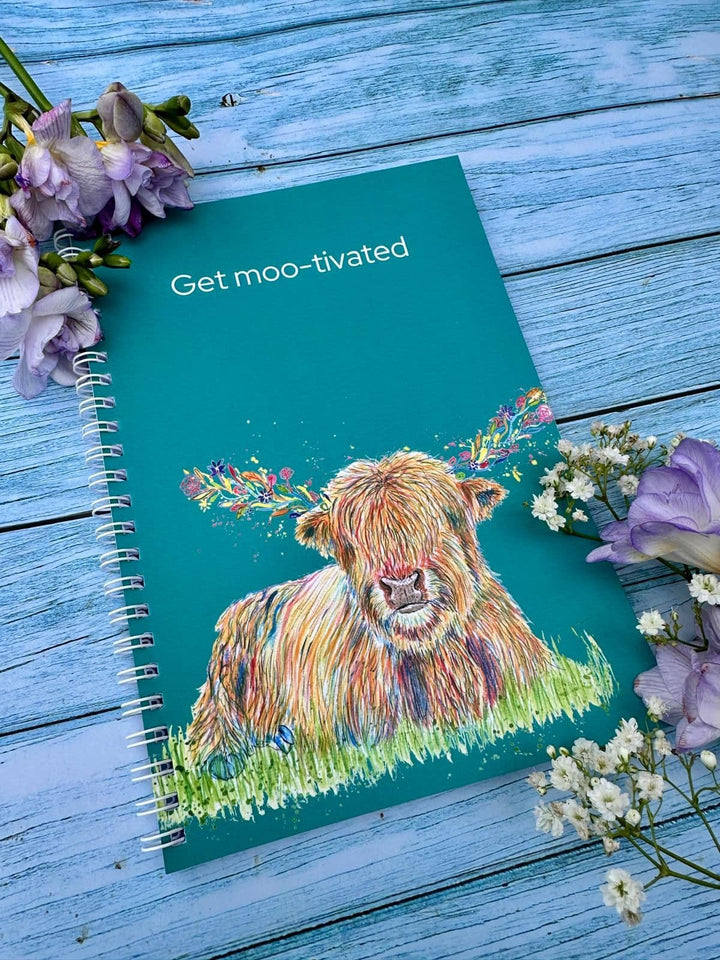 HAGRID THE HIGHLAND COW LINED ECO FRIENDLY NOTEBOOK - A5 - UK MADE