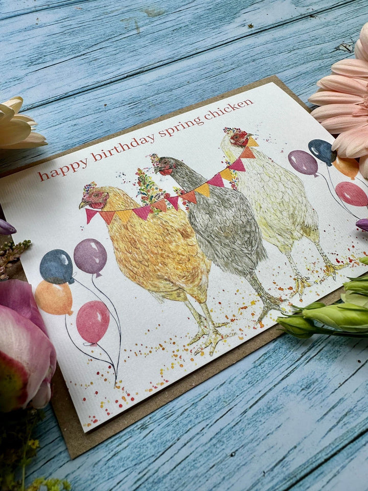 HAPPY BIRTHDAY SPRING CHICKEN ECO CARD