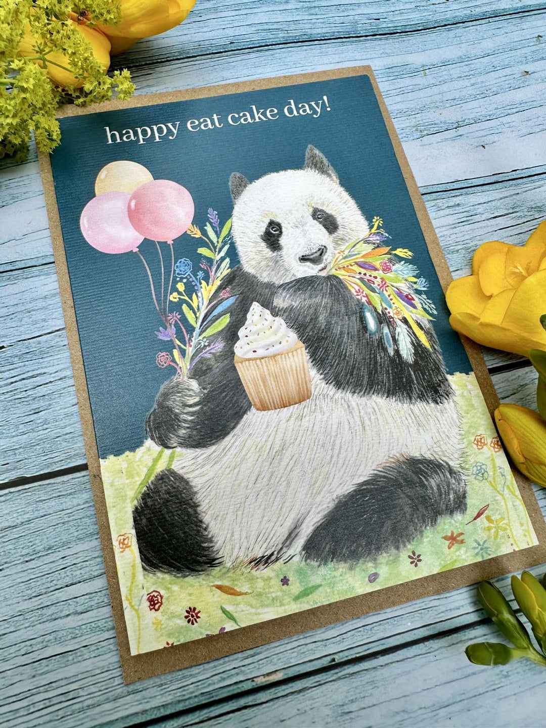 HAPPY EAT CAKE DAY BIRTHDAY PANDA ECO-CARD
