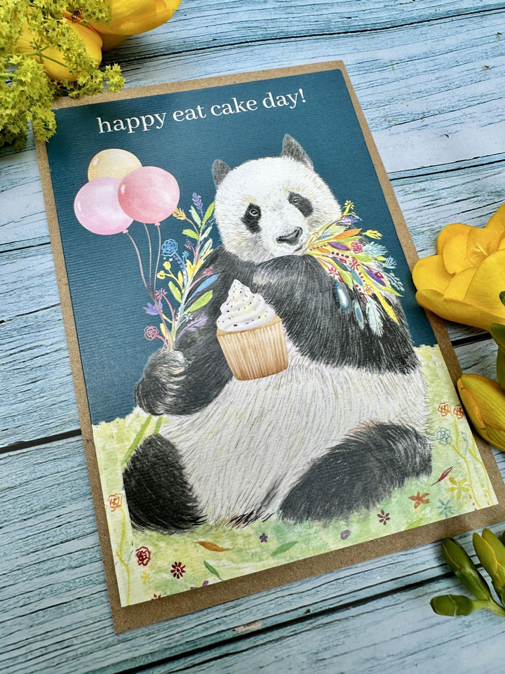 HAPPY EAT CAKE DAY BIRTHDAY PANDA ECO-CARD