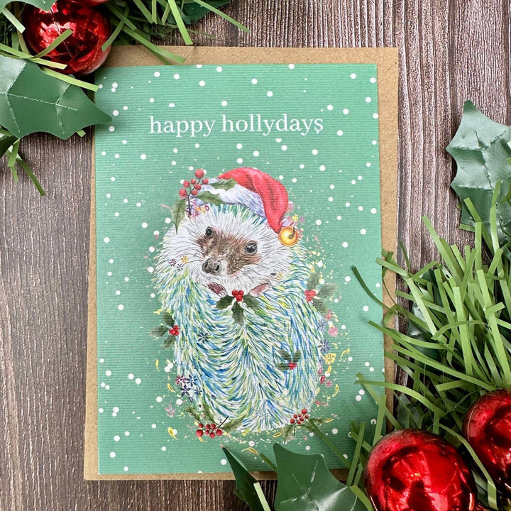 HAPPY HOLLYDAYS HEDGEHOG ECO CARD