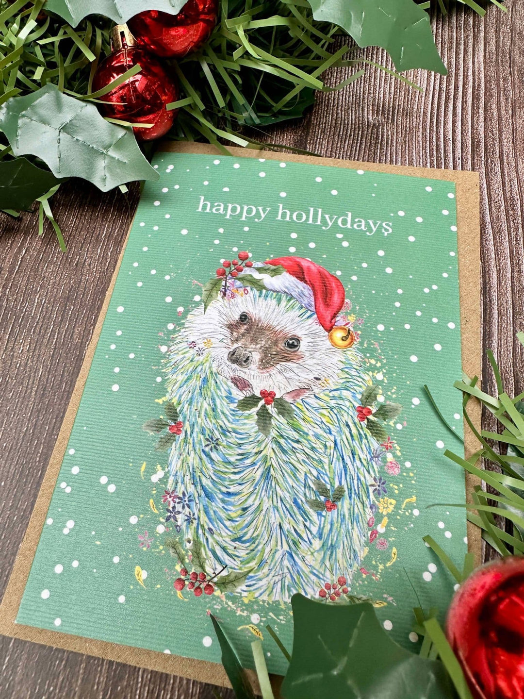 HAPPY HOLLYDAYS HEDGEHOG ECO CARD