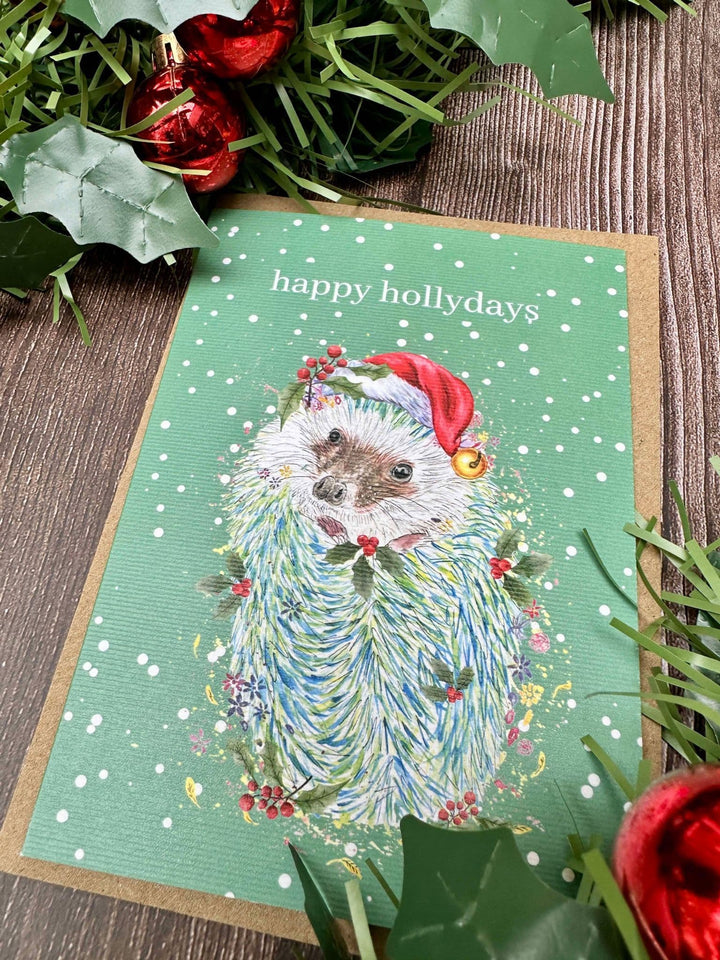 HAPPY HOLLYDAYS HEDGEHOG ECO CARD