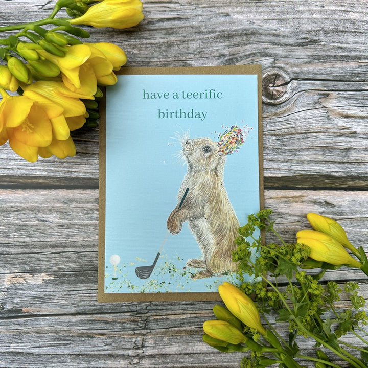 HAVE A TEERIFIC BIRTHDAY - RABBIT GOLF  ECO CARD