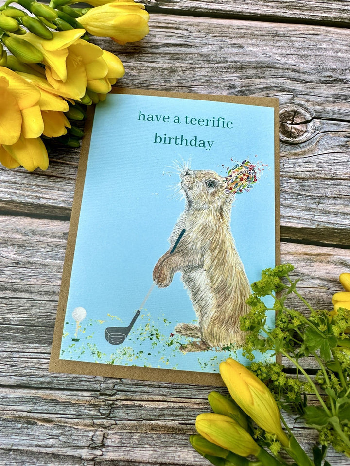 HAVE A TEERIFIC BIRTHDAY - RABBIT GOLF  ECO CARD