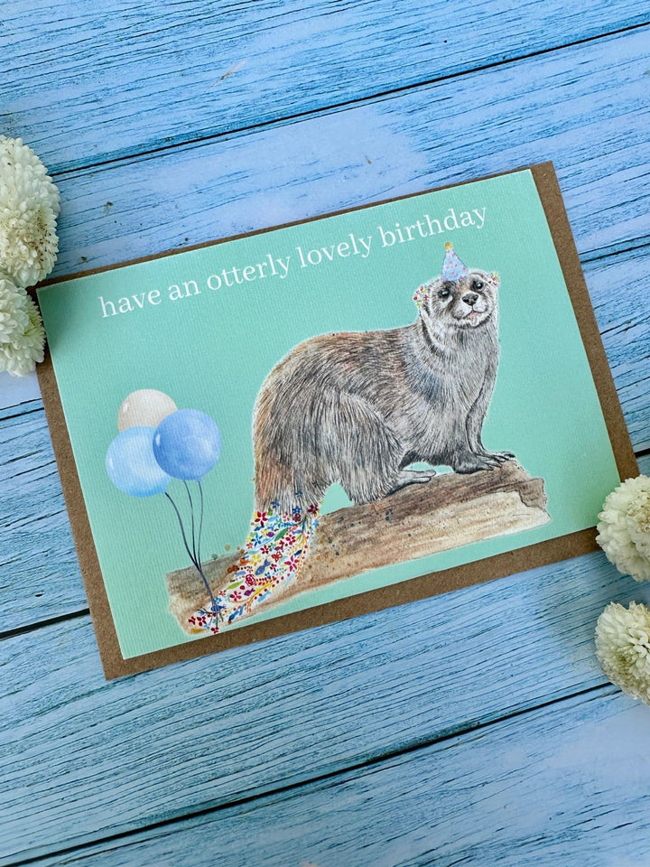 HAVE AN OTTERLY LOVELY BIRTHDAY ECO-CARD - reverse