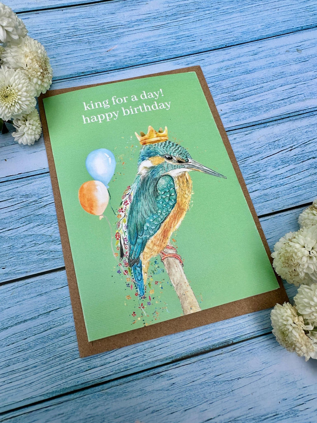 KING FOR A DAY! KINGFISHER BIRTHDAY ECO-CARD - reverse