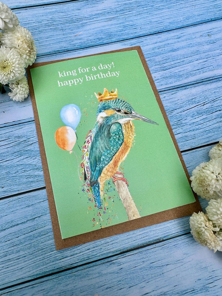 KING FOR A DAY! KINGFISHER BIRTHDAY ECO-CARD - reverse