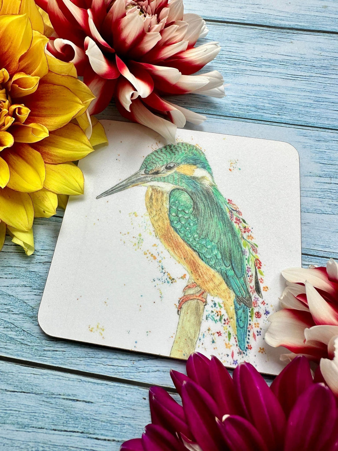 KIPPER THE KINGFISHER LUXURY CORK COASTER
