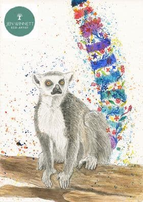 LIONEL THE LEMUR - SIGNED PRINT