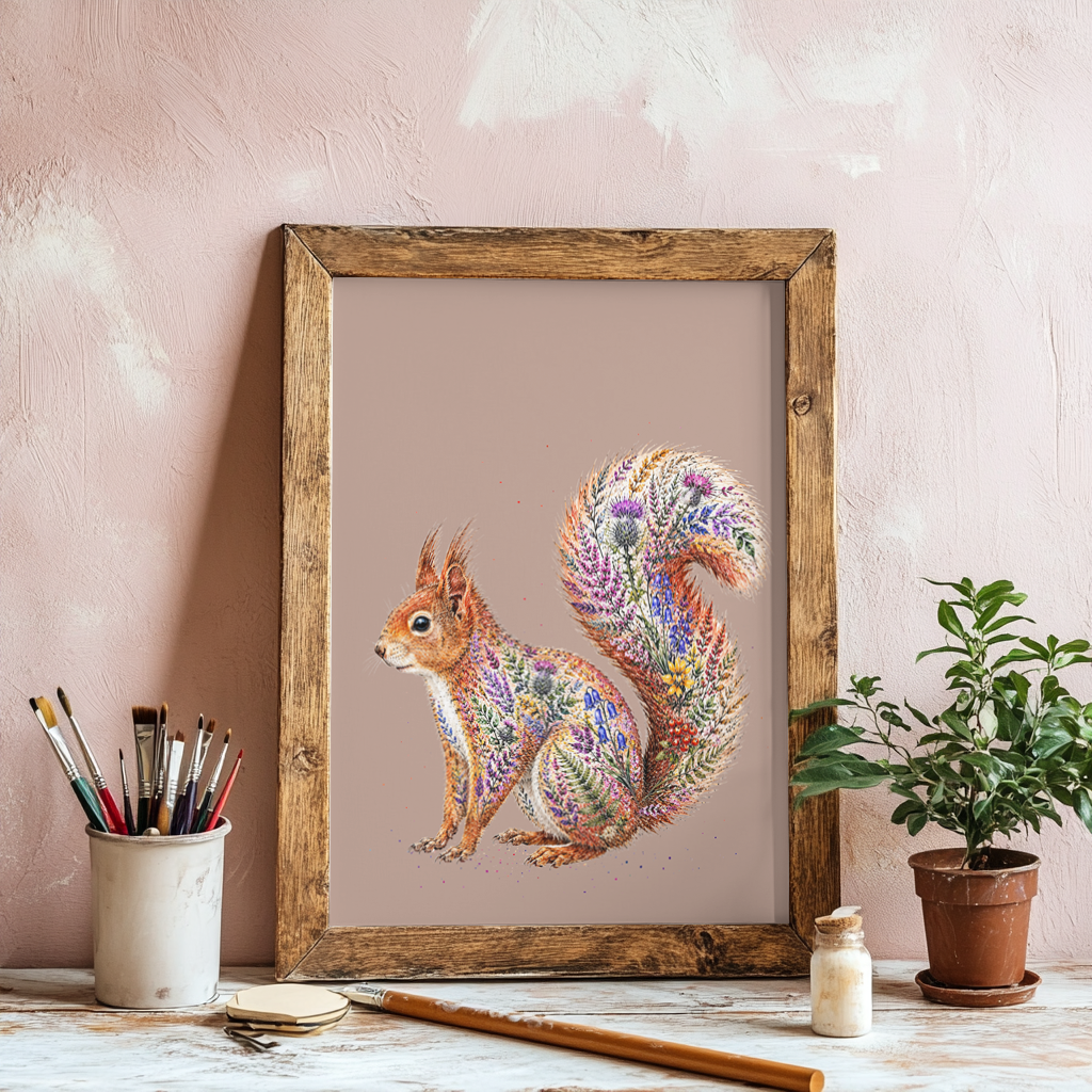 WILD BLOOM RED SQUIRREL - ART PRINT