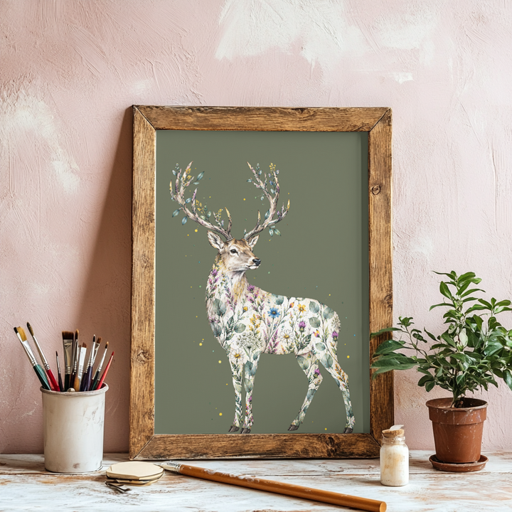 WILD BLOOM STAG - ART PRINT